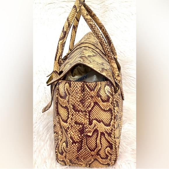 Margot Victoria Stirrup Snake Print Leather Satchel Bag - Picture 10 of 10